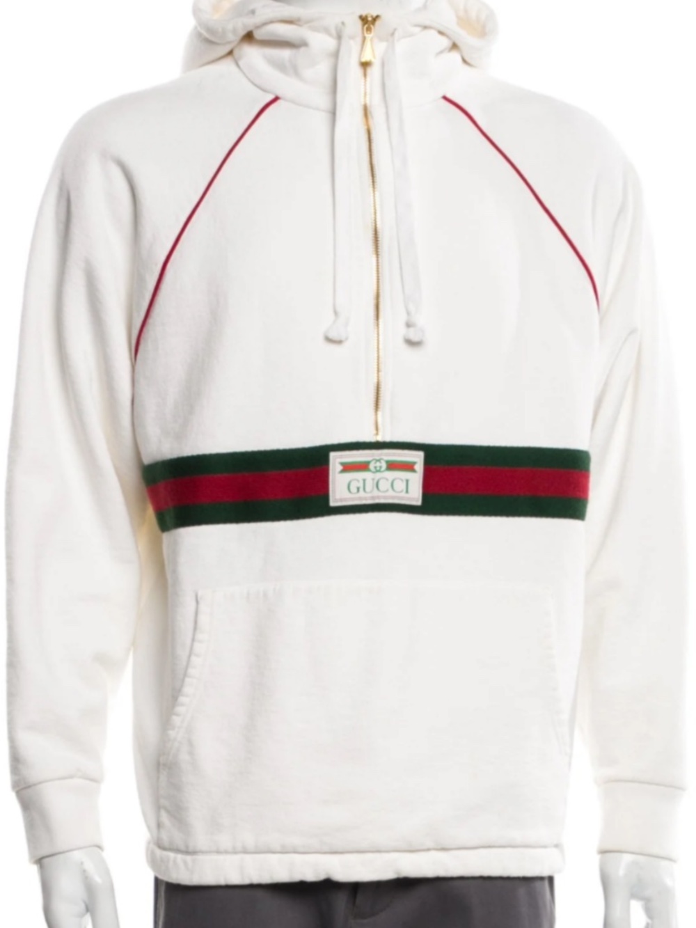 Men’s Gucci Cotton Half Zip Monogrammed Hoodie. Size XXL